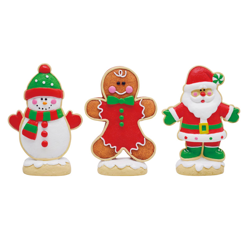 Figurine de personnage de Noël en résine, objets décoratifs, rouge, résine, ensemble de 3, plateau de table, salon, Noël, décoration de Noël