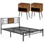 Ensemble de chambre à coucher 3 pièces avec lit plateforme et table de chevet-82635178