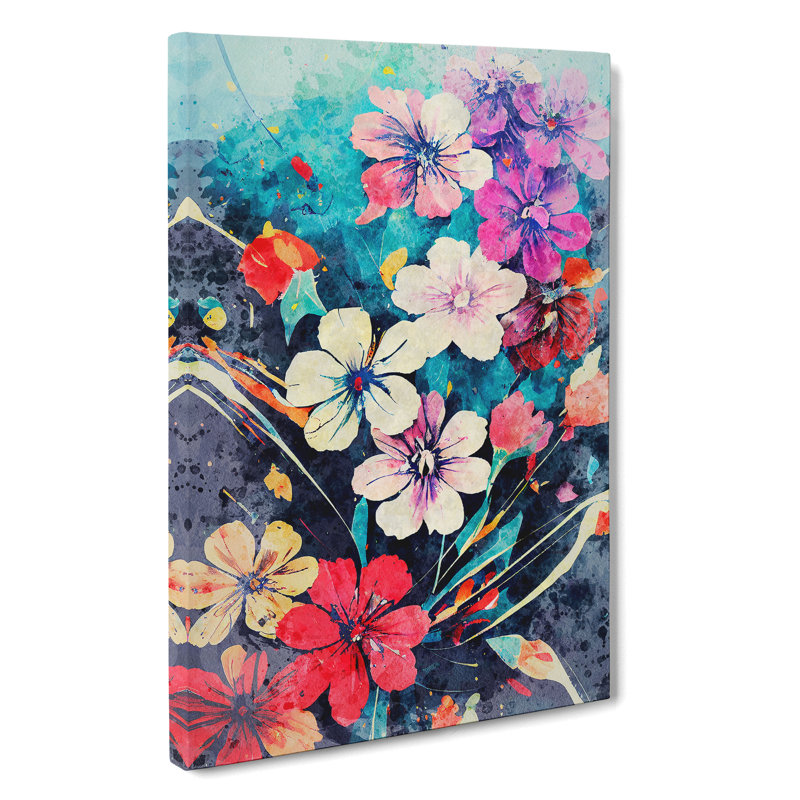 Watercolour Flowers No.1 - Wrapped Canvas, 50cm H x 35cm W x 3cm D