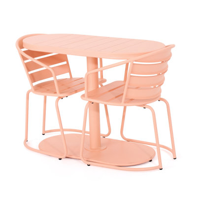 Elegant Garden Bistro - Iron Furniture In Coral Intimate Table Construction