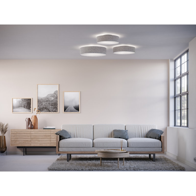 Fabric Flush Mount, 14.2cm H x 44cm W x 44cm D, Grey