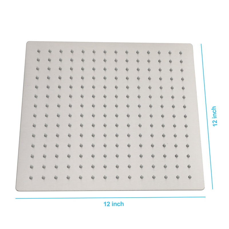 12 Inch Stainless Steel Shower Head, Square, Brushed Nickel