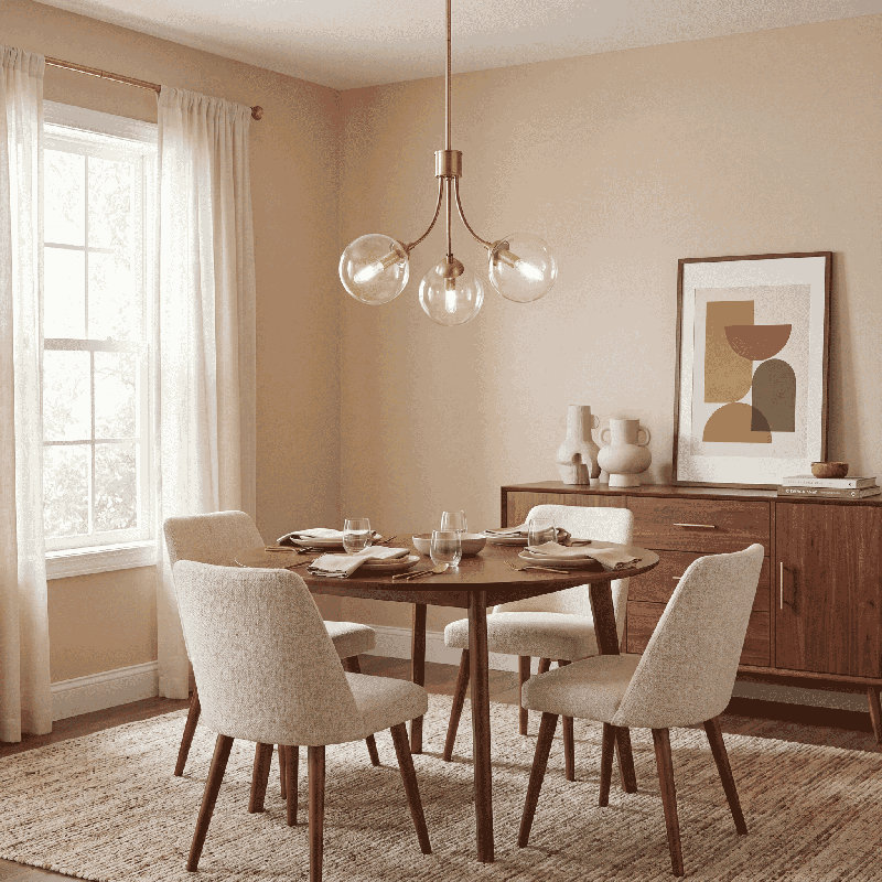 Moonrise 3-Light Chandelier, Natural Brass