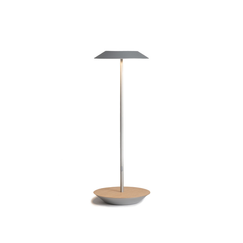 Royyo Metal USB Desk Lamp, Silver/White Oak
