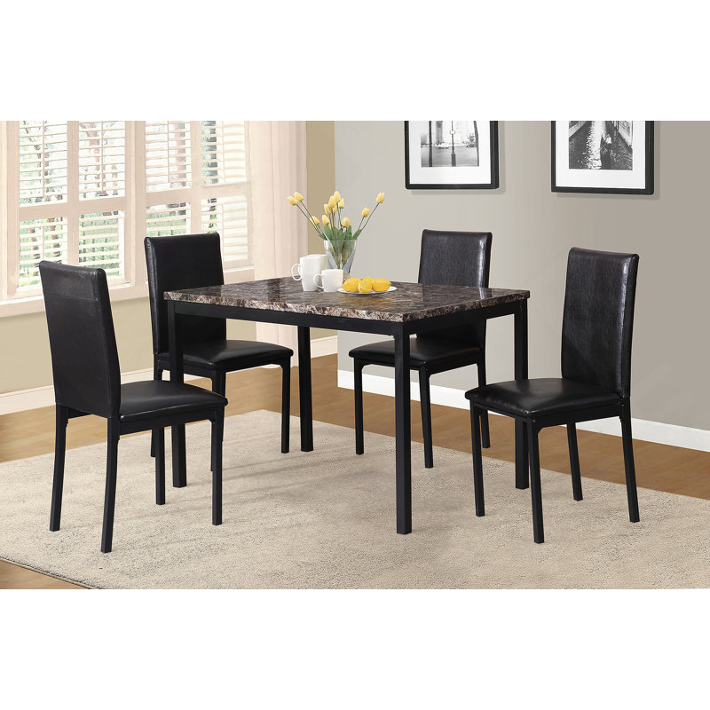 Ensemble de table de salle à manger 5 pièces pour la maison et la salle à manger, Noir
