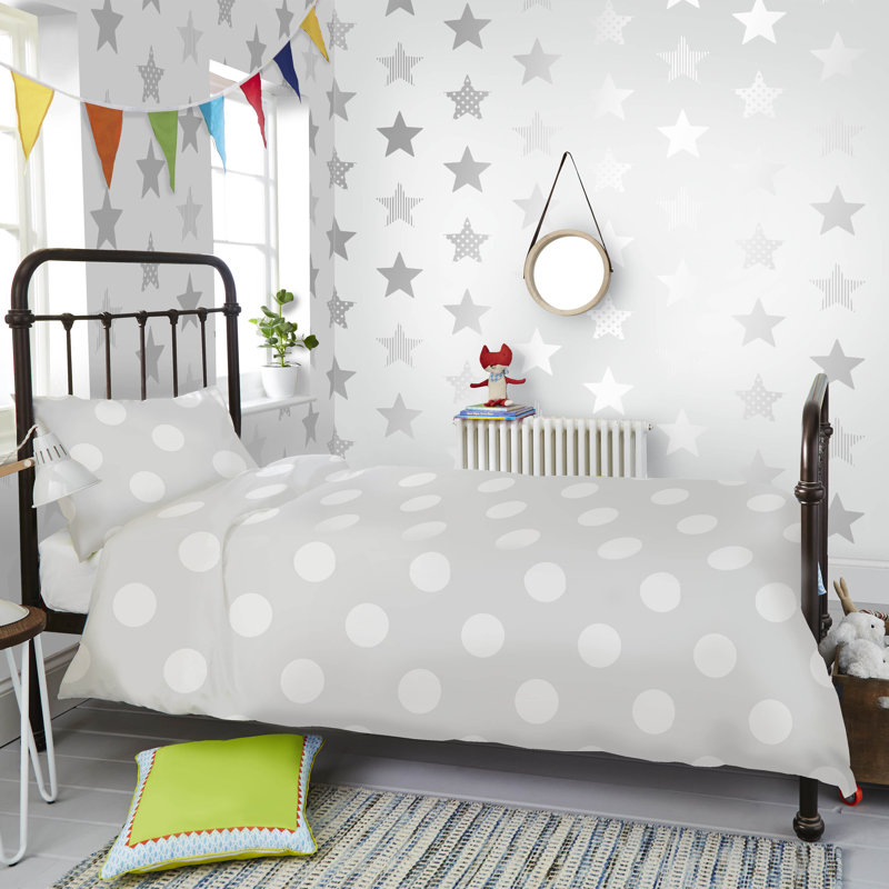 Superstar 10m x 52cm Matte Wallpaper Roll, Silver/White
