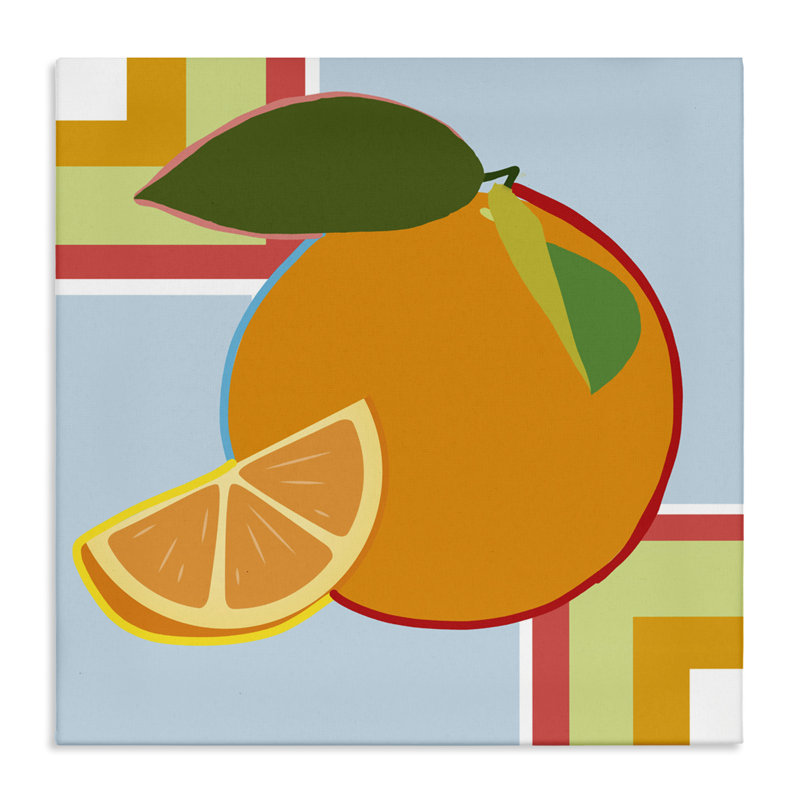 Geometric Orange Fruit Canvas, design by Daniela Santiago, 30" H x 30" W