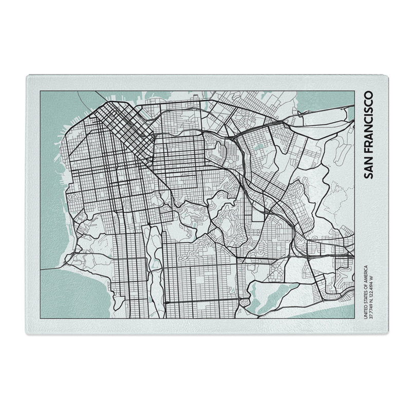 Map San Francisco USA Chopping Board, 20cm W x 28.5cm L