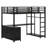 Metal Loft Bed With Storage Cubes And Shelves, Wardrobe And L-Shaped Desk-1049782206