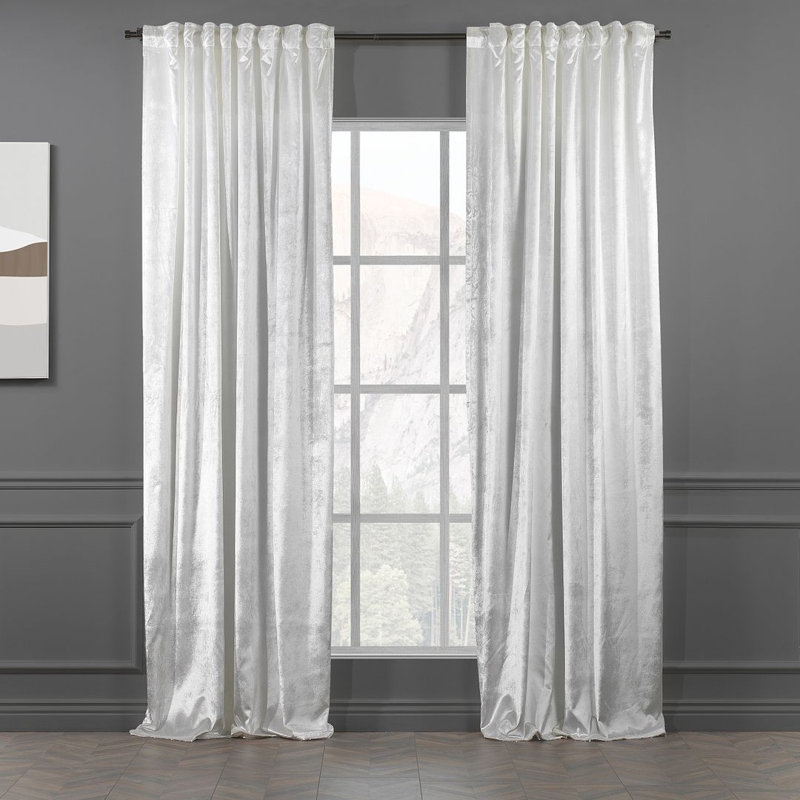 Blackout Thermal with Liner Extra Long & Extra Wide Shiny Velvet Decorative Curtain Panel, White, 280cm Width x 500cm Drop