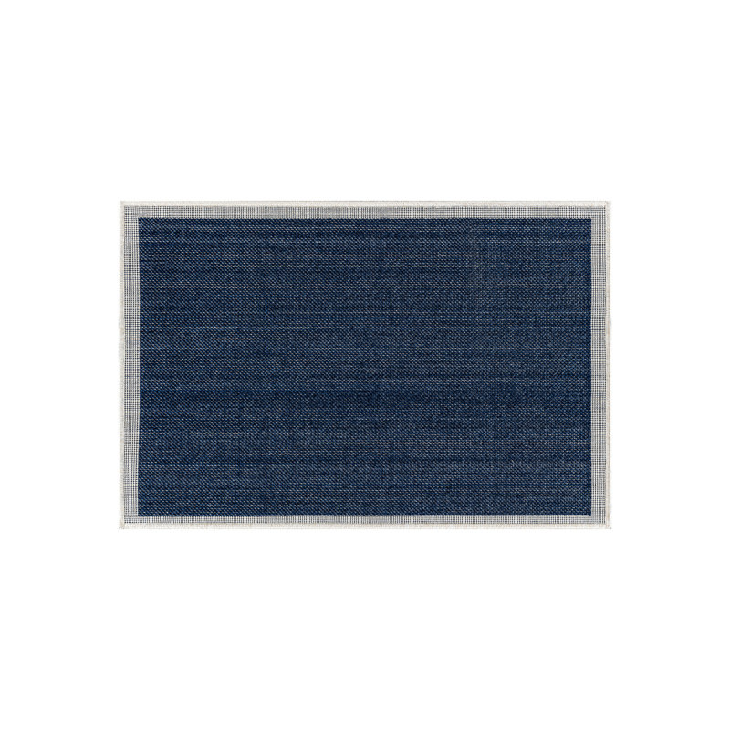 Border Navy/Ivory Easy-Care Jute-Style Indoor/Outdoor Flat Woven Area Rug, Navy, Rectangle 6'7" x 9'