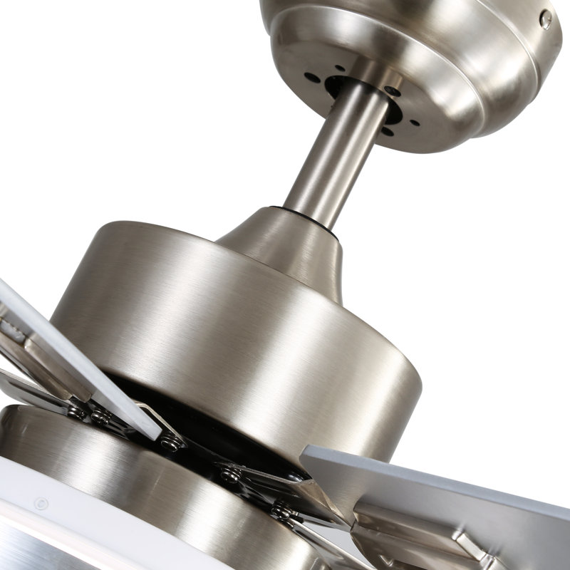 Blayten 4 - Blade LED Standard Ceiling Fan with Remote Control and Light Kit Included (FINXIN), Brushed Nickel, 48"