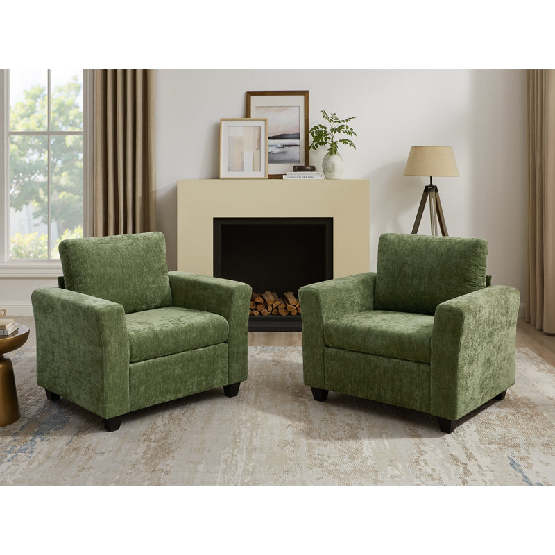 40.35'' Upholstered Accent Chair (Set Of 2), Green