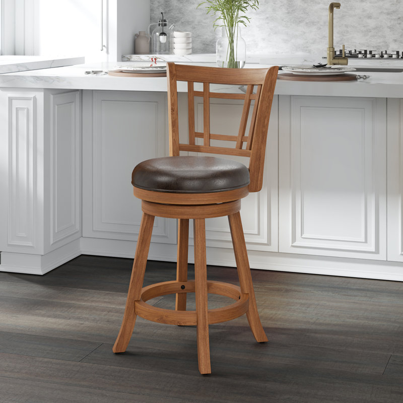 Tabouret de bar et de comptoir pivotant Henock, Tabouret de comptoir (siège d'une hauteur de 24,5, Chêne