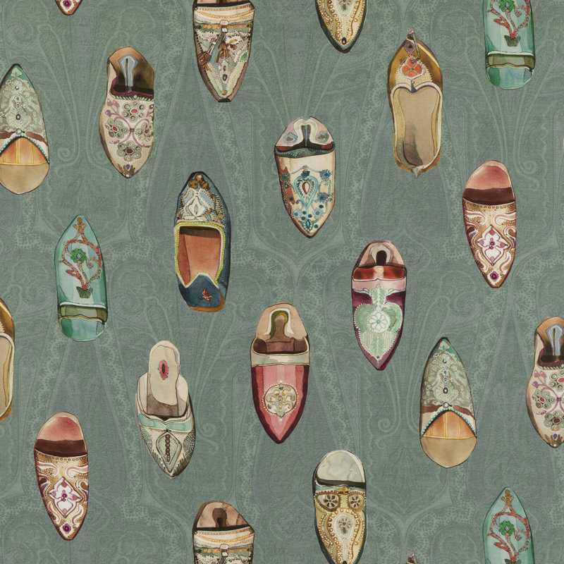 Long Weekend Babouches 100% Linen Fabric, Teal