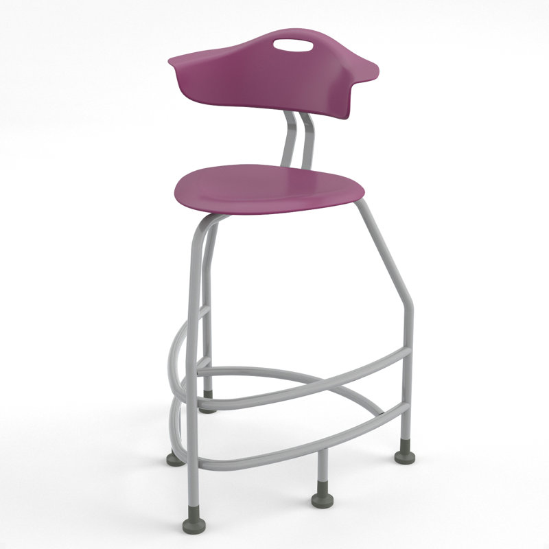 Tabouret 360 avec dossier, H 30 po, glissières, Mauve