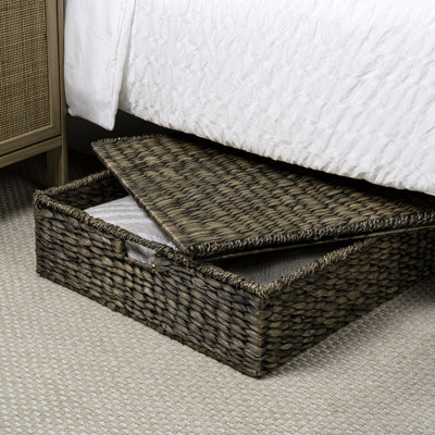 Holden 30'' Classic Costal Hand-Woven Hyacinth Wicker Under Bed Storage Basket with Lid