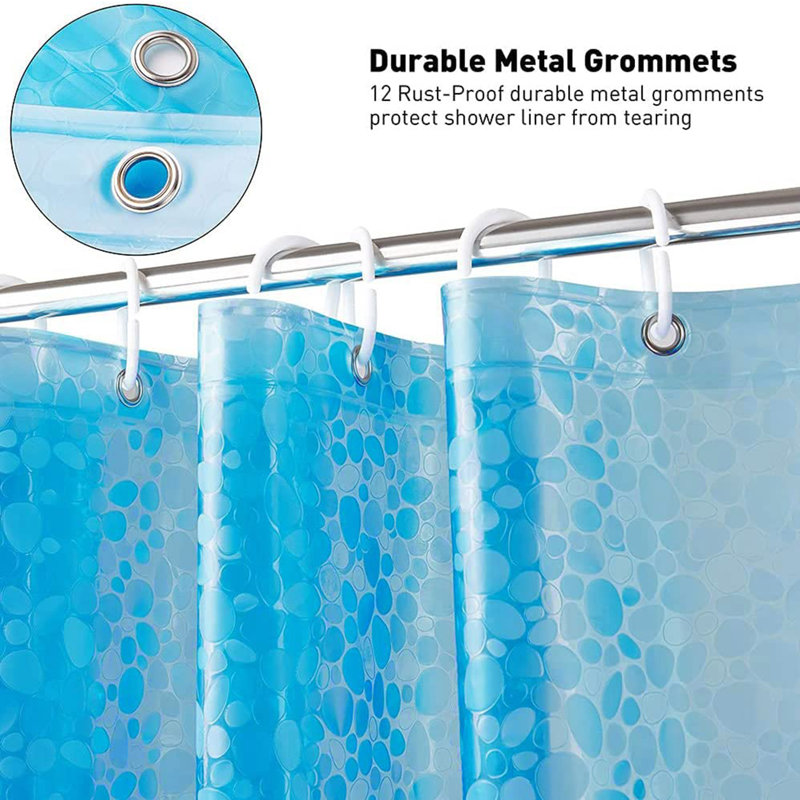 Shower Curtain, 180cm H x 200cm W, Blue Cobblestone
