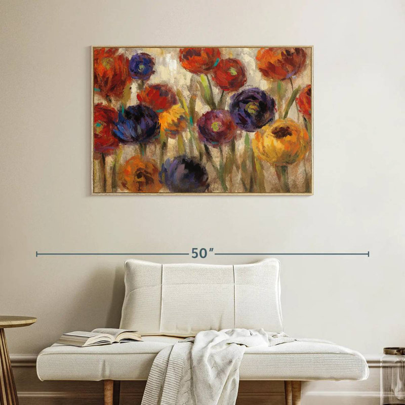 Asters et mamans, Cadre flottant en bois naturel, 40 po x 27 po