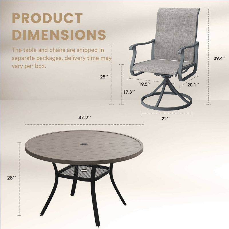6-Person Outdoor Dining Set, Gray Woodlike/Gray