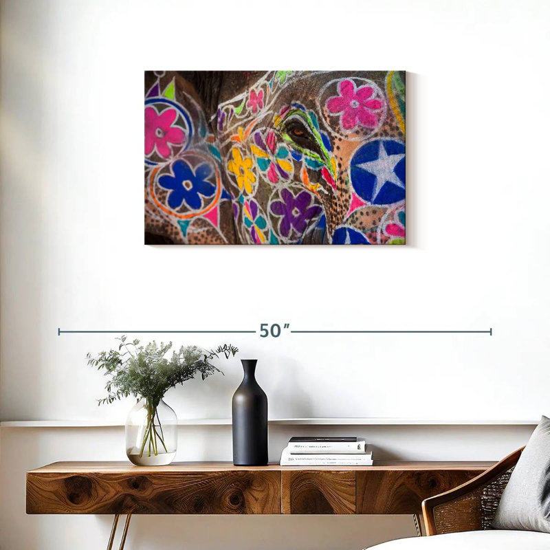 Éléphant peint coloré Brampt, 20" H x 30" W