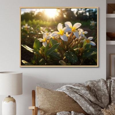 Jaune jaune blanc exotique Plumeria Blooms III sur toile