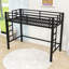 Lit mezzanine en métal avec échelles doubles, barrières de sécurité et espace sous le lit peu encombrant-890267457