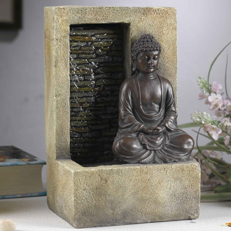 Fontaine Bouddha pour table en résine/fibre de verre