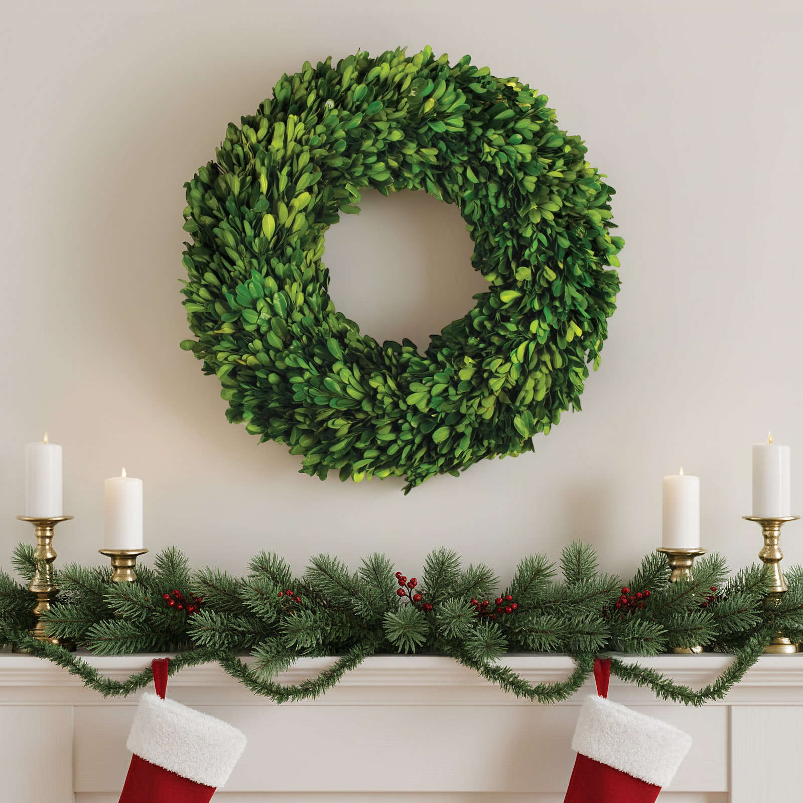 Birch Lane™ Alby 31" Boxwood Wreath, 16" H x 16" W x 2.75" D