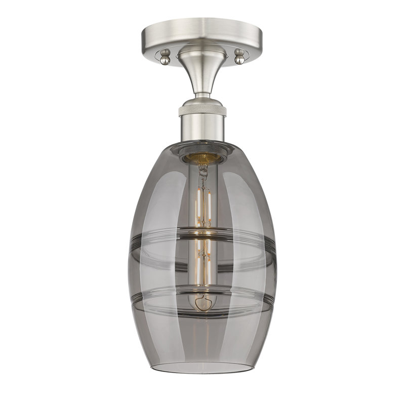 Plafonnier semi-encastré 1 lumière Edison - Abiagael, H 8,25 po x l 5,88 po x P 5,88 po, Gris fumée clair