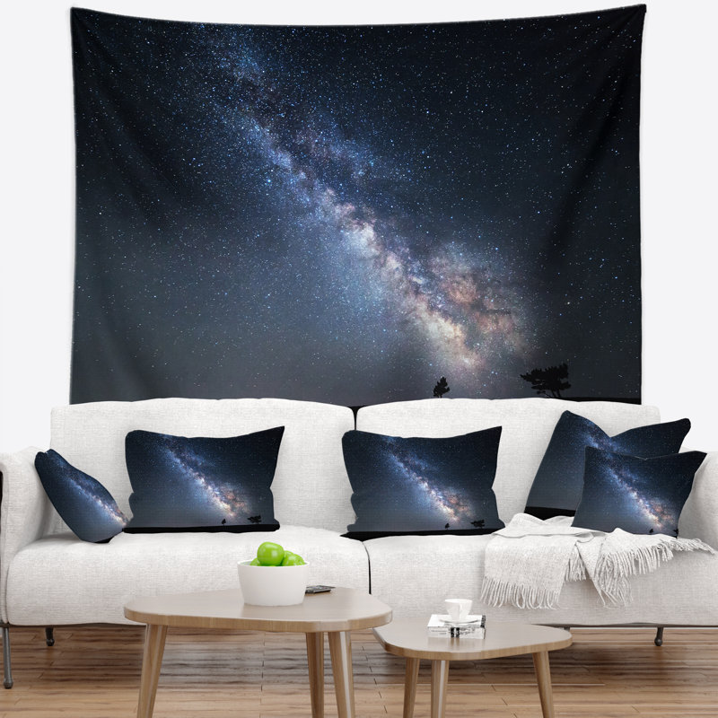 Crimea de polyester, nuit avec étoiles, tapisserie avec accessoires suspendus inclus, H 32 po x l 39 po