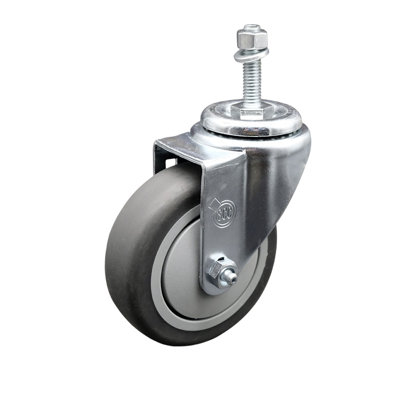 4 Inch SS Thermoplastic Rubber Wheel Swivel 10mm Threaded Stem Caster SCC
