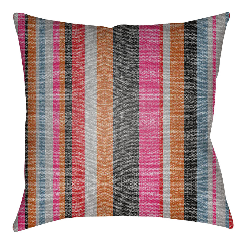 Lolita Lilac Striped Outdoor Reversible Throw Pillow, Gray/Light Gray, 22" H x 22" W