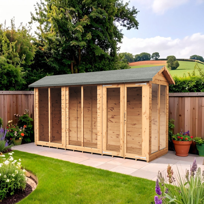 Empire Apex Summerhouse Shiplap Tongue & Groove 4X12 Double Door With Windows