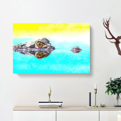 Peering Crocodile - Wrapped Canvas Print