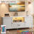 59" TV Stand with LED Lights for 65" TV, Entertainment Center with 2 Storage Cabinets & Drawer, V-Shaped Design-75222841