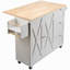 Chariot pour îlot de cuisine avec plateau en bois massif, chariots mobiles d'une largeur de 45,3 po avec armoire de rangement, table de cuisine roulante avec support à épices, porte-serviettes, abattant et tiroir, îlots portatifs sur roulettes, blanc