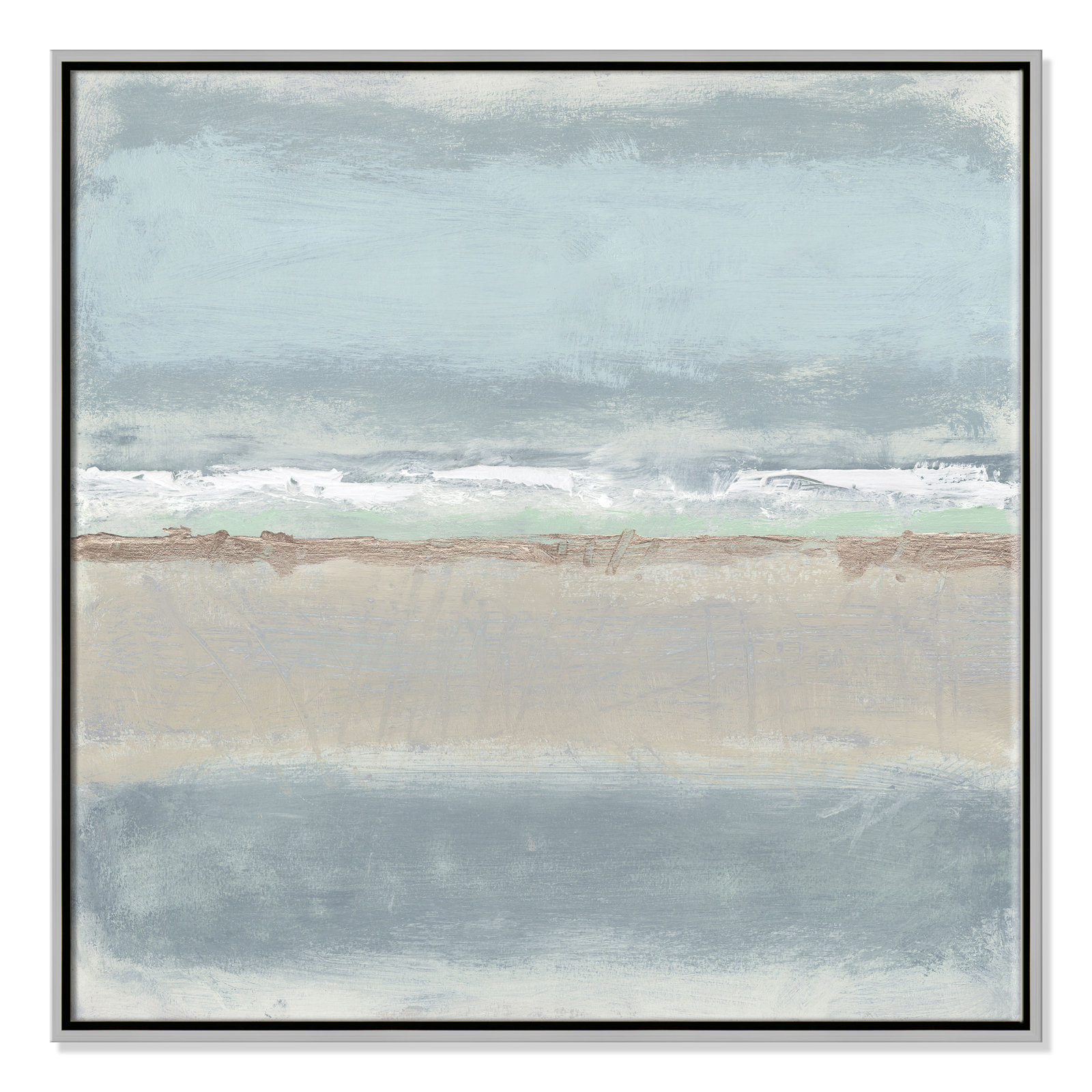 Dandelion "Serenity II" Painting by Filippo Ioco, 30" H x 30" W x 2" D, Silver
