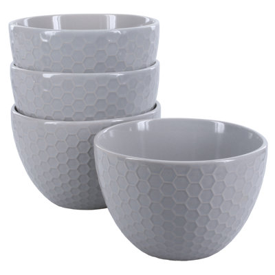 BIA Cordon Bleu Set Of 4, Honeycomb Cereal Bowls, Gray
