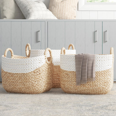 Seagrass Handmade Two Toned Storage Basket with Handles