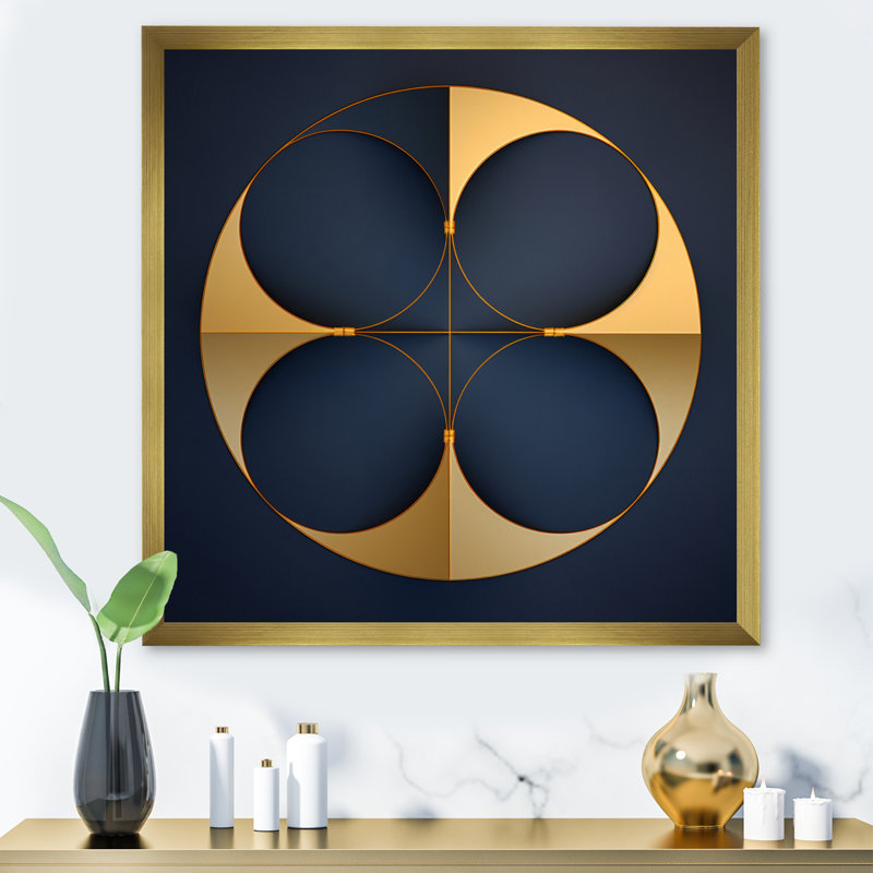 «Sacramental Blue Minimal Sacred Geometrie I» sur toile, H 24 po x l 24 po x P 1 po, Cadre doré simple