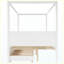 Grand lit plateforme à baldaquin avec lit gigogne simple, 3 tiroirs de rangement, tête de lit, lit à baldaquin blanc pour la chambre à coucher