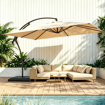 Parasol de patio en porte-à-faux 10 x 10 pi avec base incluse