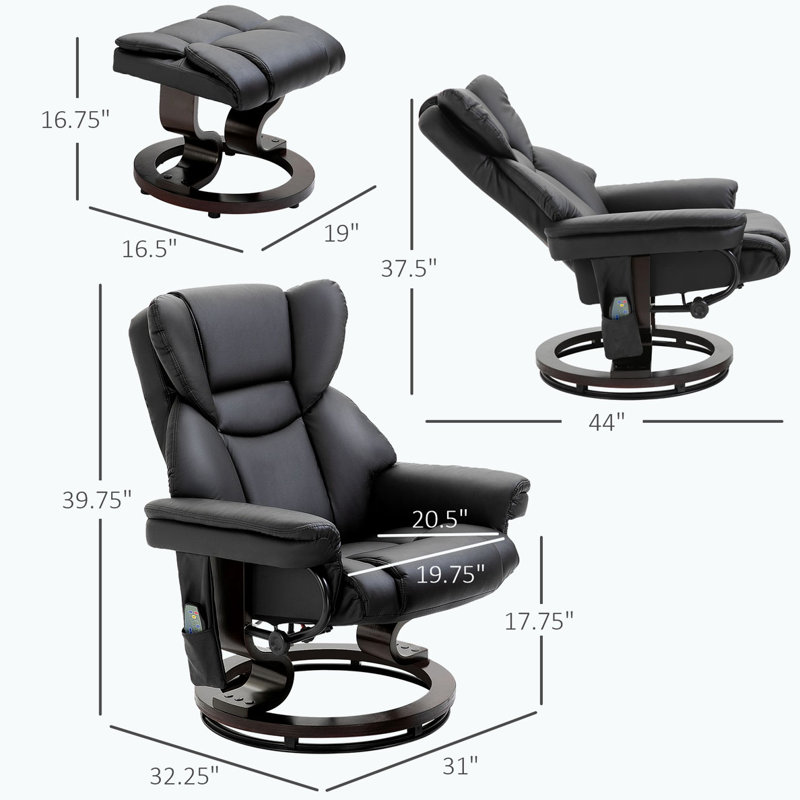 Comfortable Recliner Chair with Ottoman and Multiple Vibration Points for Ultimate Relaxation, Black