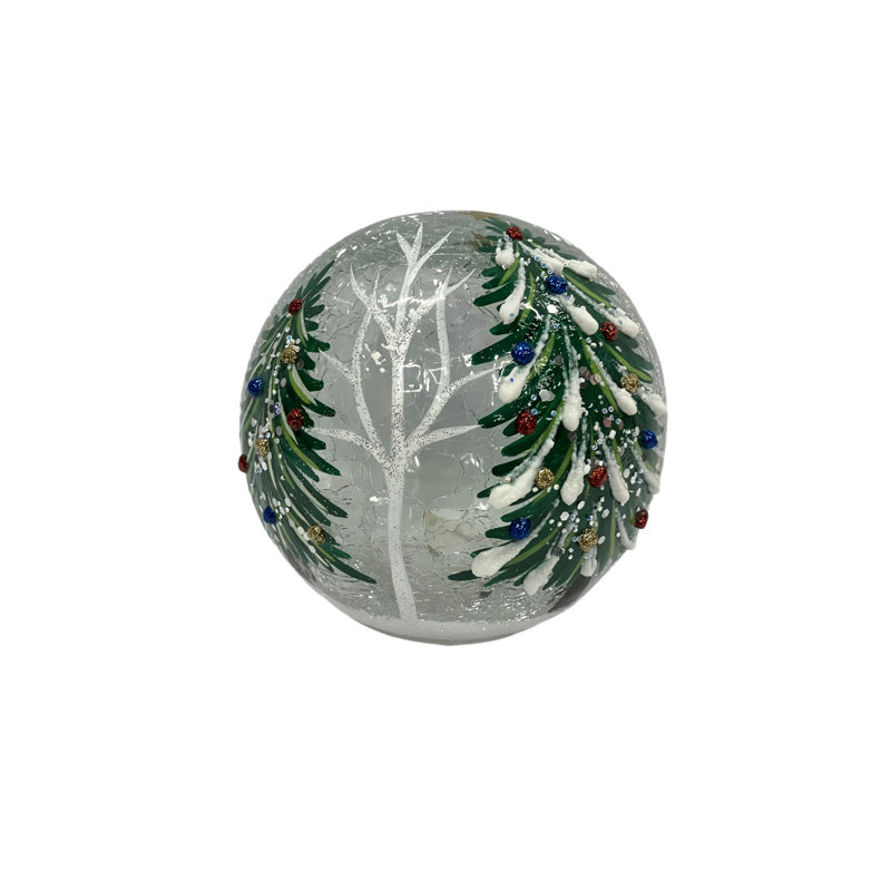 LED Crackle Glass Light with Christmas Tree Design