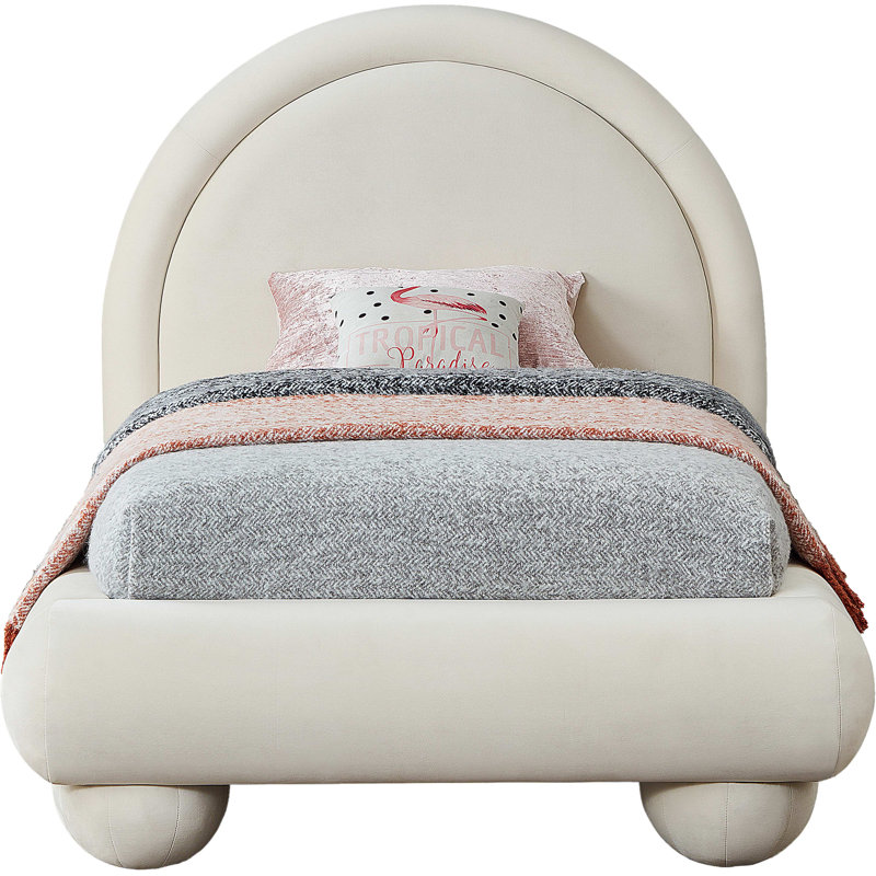 Lit en velours Madrid, Twin, Cream Velvet
