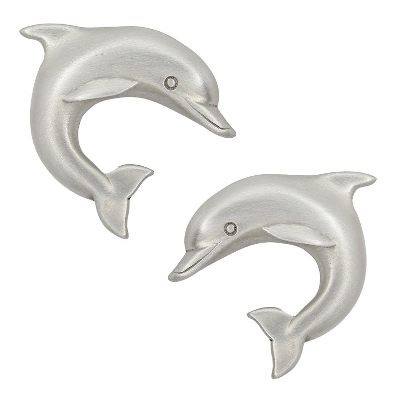 1.9" Dolphin Left Facing Small Knob, Brushed Nickel, 2.5" L x 2" W, 2