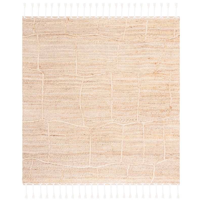 Digiacomo Natural Fiber Hand Woven Jute Solid Color Rug, Rectangle 8' x 10'
