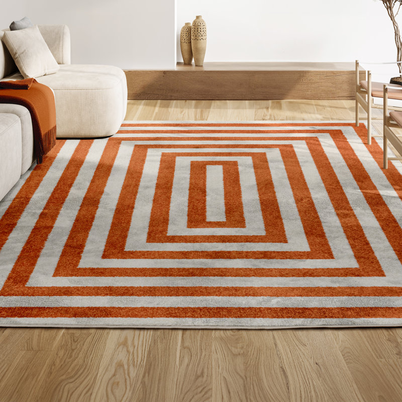 Tapis terre cuite / ivoire Isibeal, Rectangle 5 pi 3 po x 7 pi 7 po