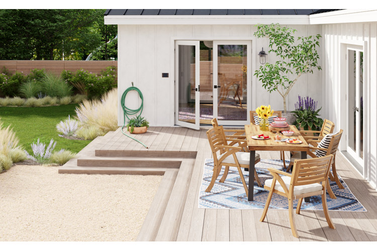 outdoor table setting on a deck